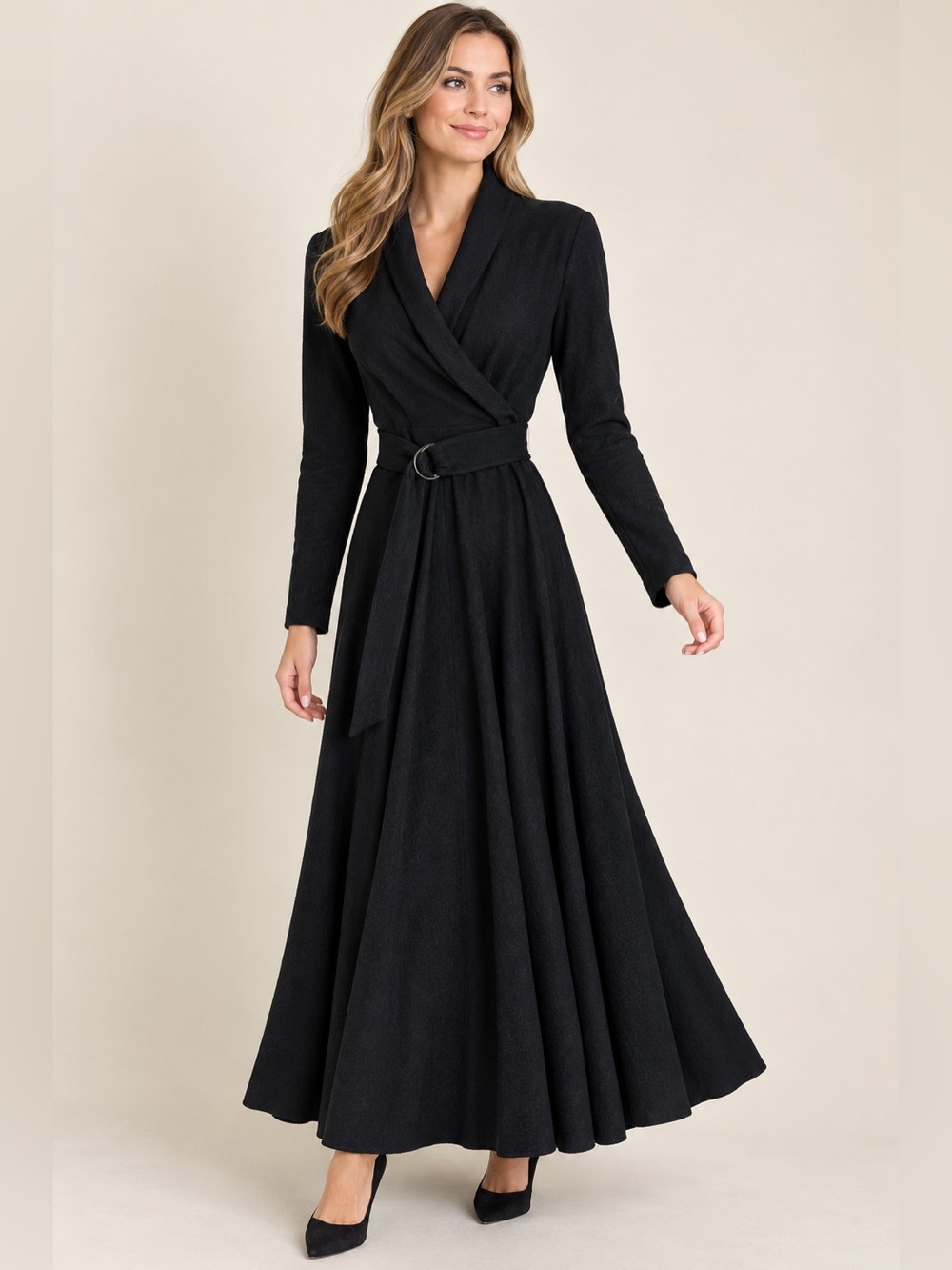 Vtg Carole Little for Saint Tropez West 100% Pure Wool Wrap Dress 8